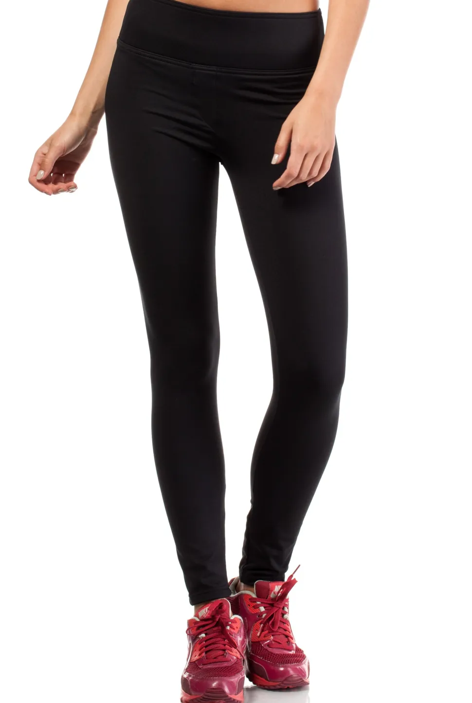 Gładkie elastyczne legginsy plus size - czarne