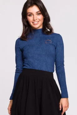 Golf z haftem - denim