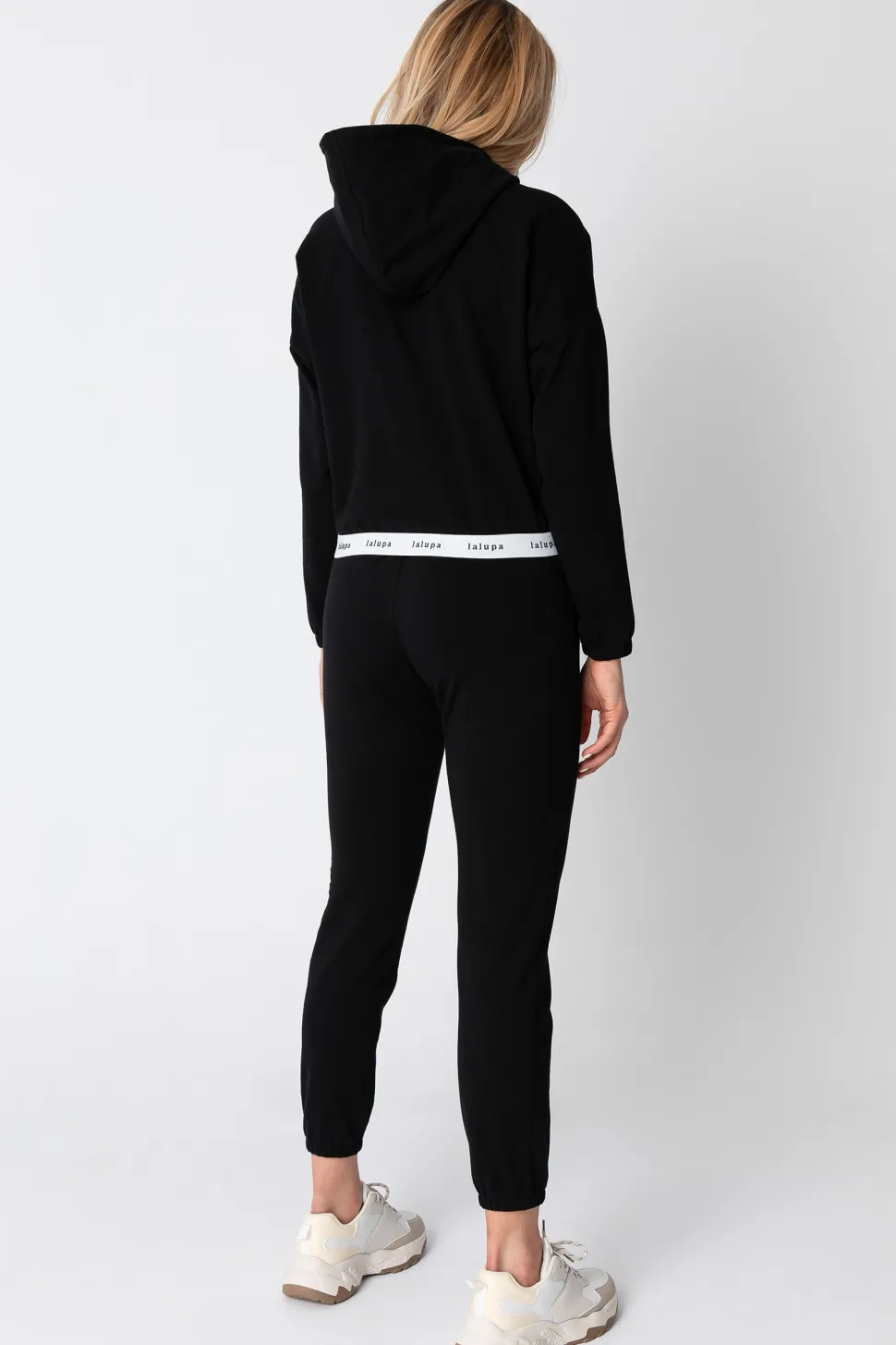 Krótka bluza z logowaną gumą - czarna