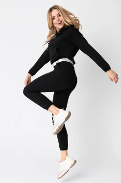 Krótka bluza z logowaną gumą - czarna