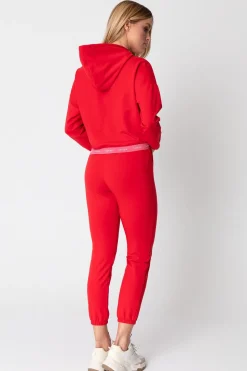 Krótka bluza z logowaną gumą - czerwona