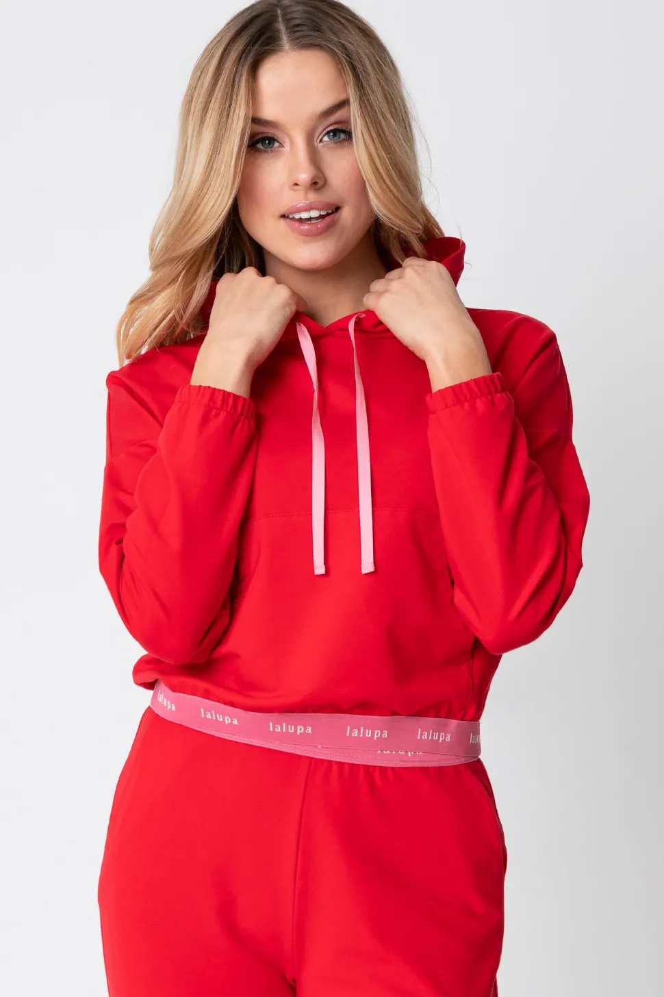 Krótka bluza z logowaną gumą - czerwona