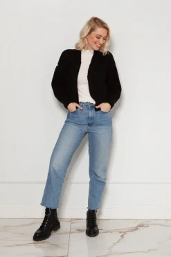 Krótki sweter bez zapięcia - czarny