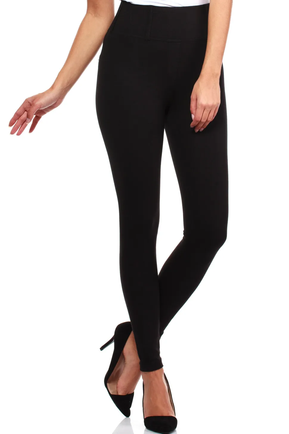 Legginsy z wysoką gumą i zameczkami - czarne