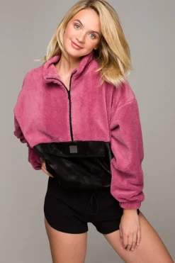 Luźna bluza pluszowa z kieszenią - model 4