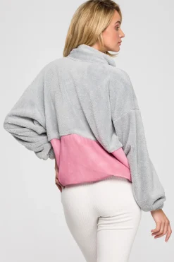 Luźna bluza pluszowa z kieszenią - model 2