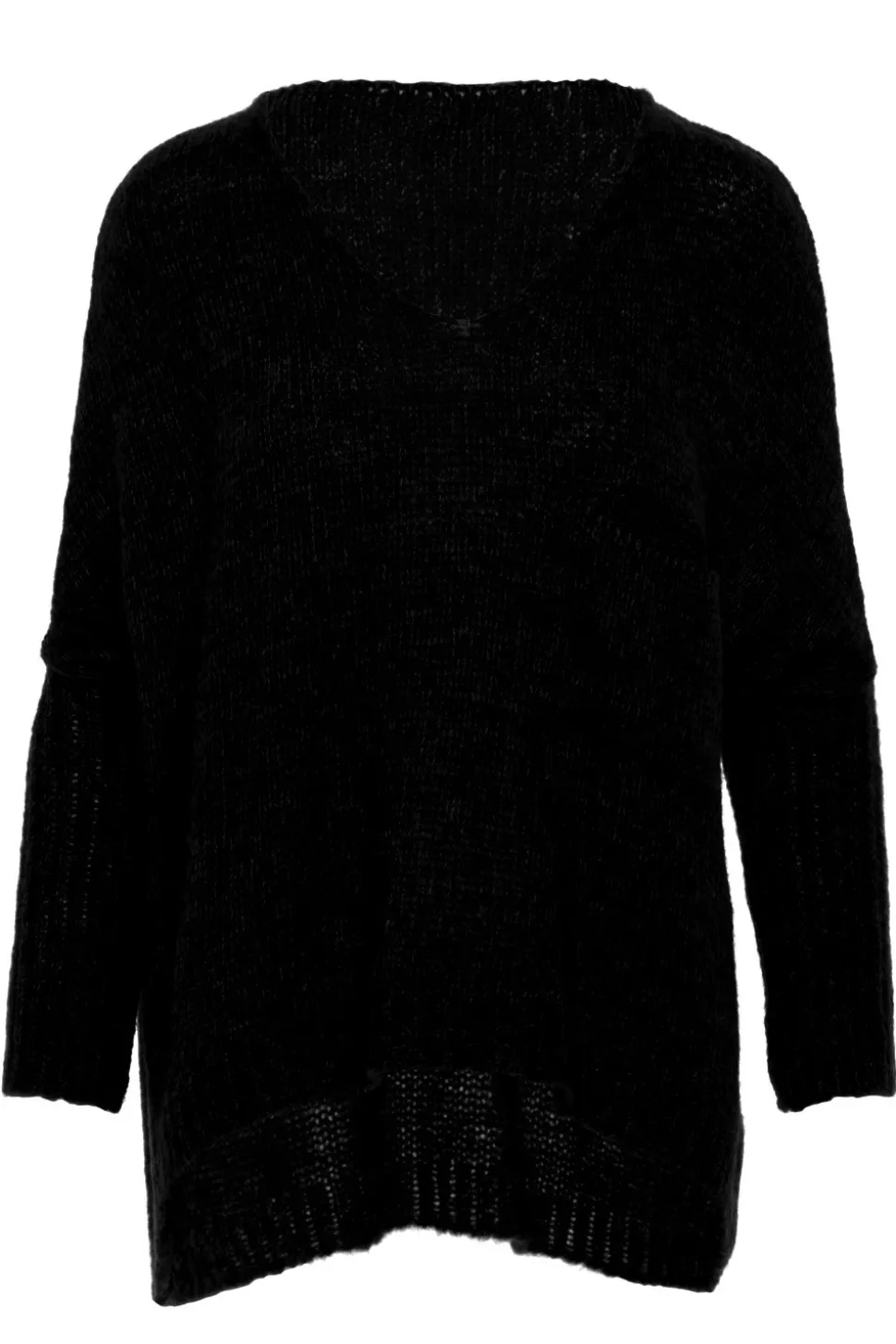 Luźny sweter z kieszenią - czarny