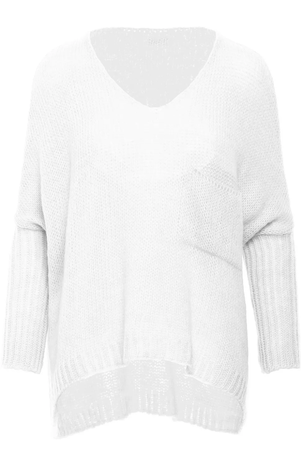 Luźny sweter z kieszenią - ecru
