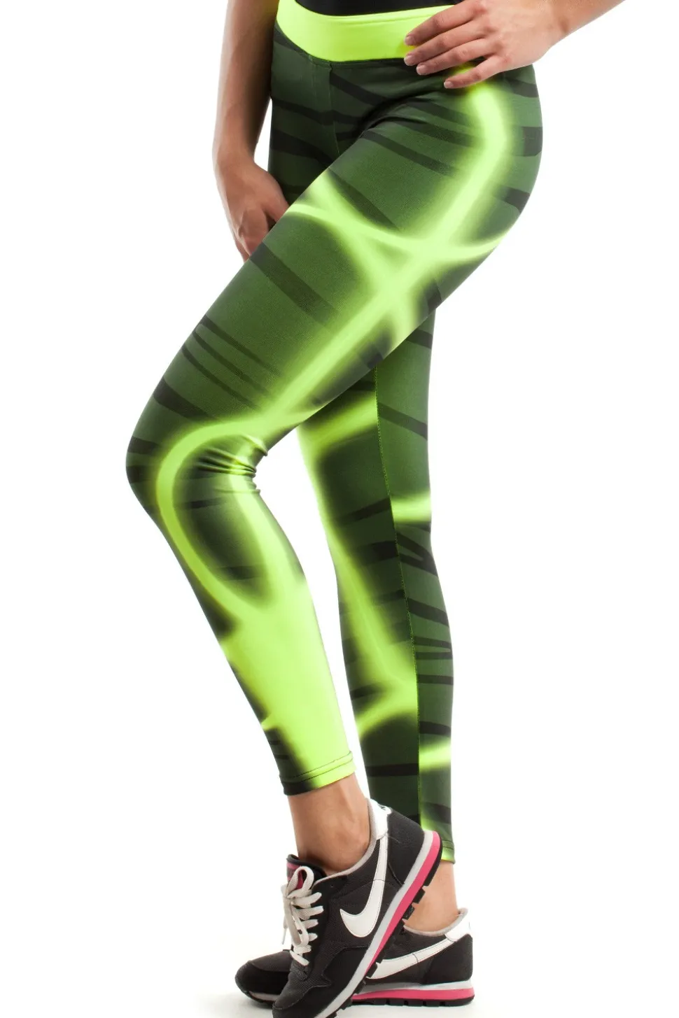 Modne neonowe legginsy sportowe - model 1