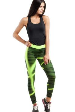 Modne neonowe legginsy sportowe - model 1