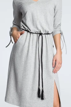 Pasek z plecionego sznurka boho z frędzlami na końcach - czarny