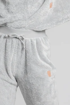 Pluszowe spodnie joggery - popielate