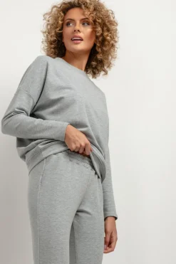 Prosta bluza damska z dzianiny - jasnoszara