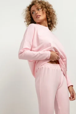 Prosta bluza damska z dzianiny - jasnoróżowa