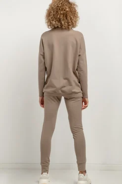 Prosta bluza damska z dzianiny - cappuccino