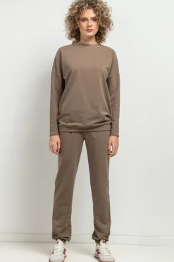 Prosta bluza dresowa - cappuccino
