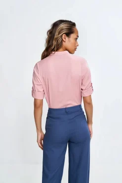 Spodnie bootcut z kieszeniami - kobaltowe