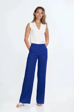Spodnie bootcut z kieszeniami - indygo
