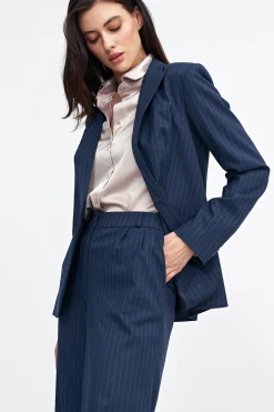 Spodnie z nogawkami typu wide leg – granatowe