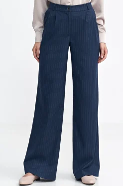 Spodnie z nogawkami typu wide leg – granatowe