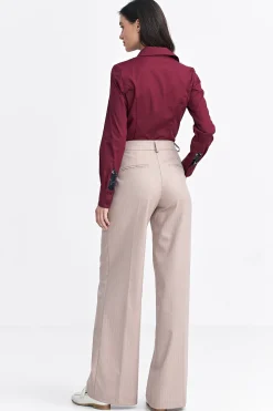 Spodnie z nogawkami typu wide leg – beżowe