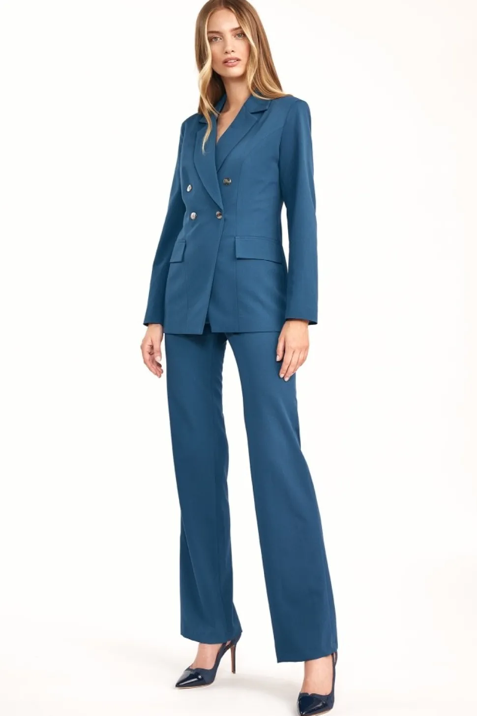 Spodnie z rozszerzaną nogawką - lazurowe