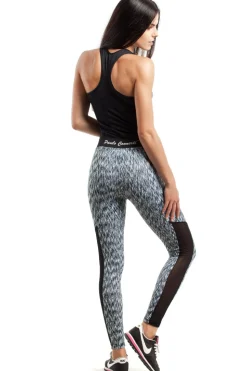 Sportowe legginsy FIT z czarną wstawką na łydce - model 4
