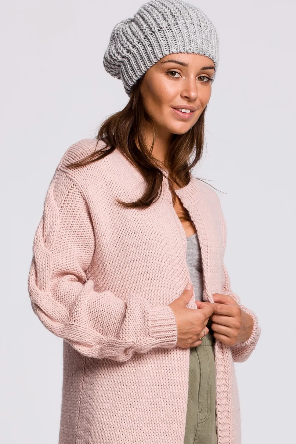 Stylowy ciepły beret - szary