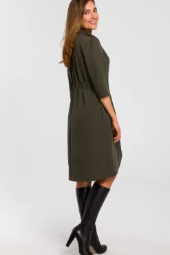 Sukienka żakietowa z gumką - khaki