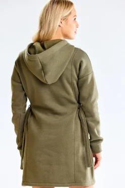 Sukienka dresowa z kapturem - khaki
