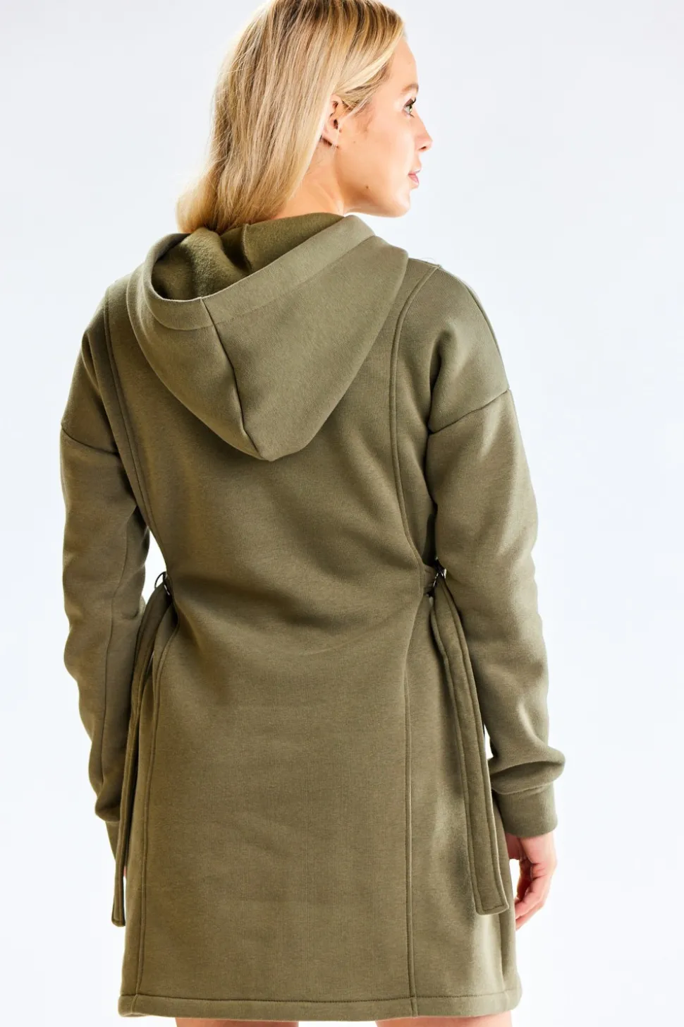 Sukienka dresowa z kapturem - khaki