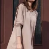 Sukienka mini oversize - beżowa