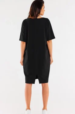 Sukienka oversize z krótkim rękawem - czarna