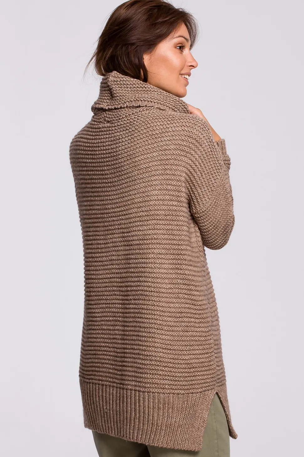 Sweter oversize z golfem - cappuccino