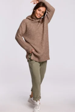 Sweter oversize z golfem - cappuccino