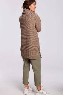 Sweter oversize z golfem - cappuccino