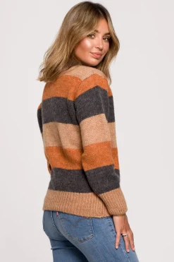 Sweter w pasy wielokolorowe - model 4