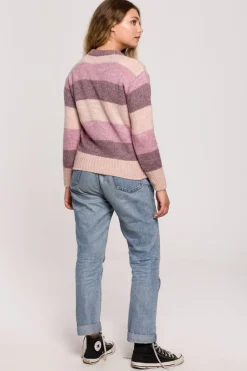 Sweter w pasy wielokolorowe - model 3
