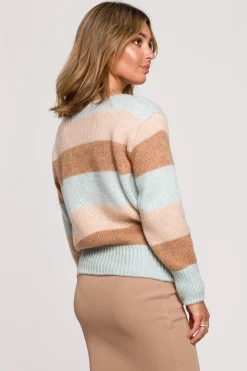 Sweter w pasy wielokolorowe - model 2