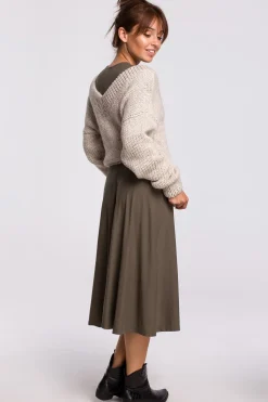 Sweter z dekoltem V - beżowy
