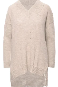 Sweter z dziurami - beżowy