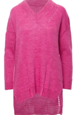 Sweter z dziurami - różowy