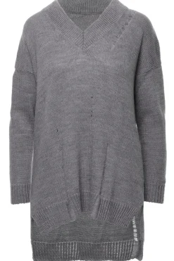 Sweter z dziurami - szary