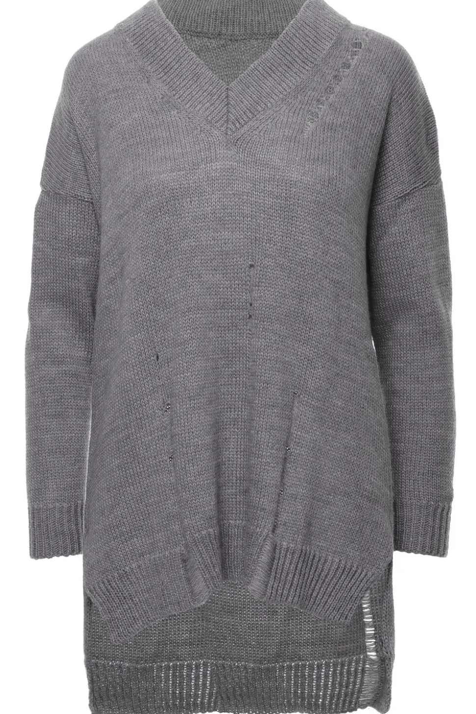 Sweter z dziurami - szary