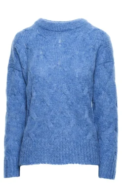 Sweter ze splotem typu warkocz - niebieski