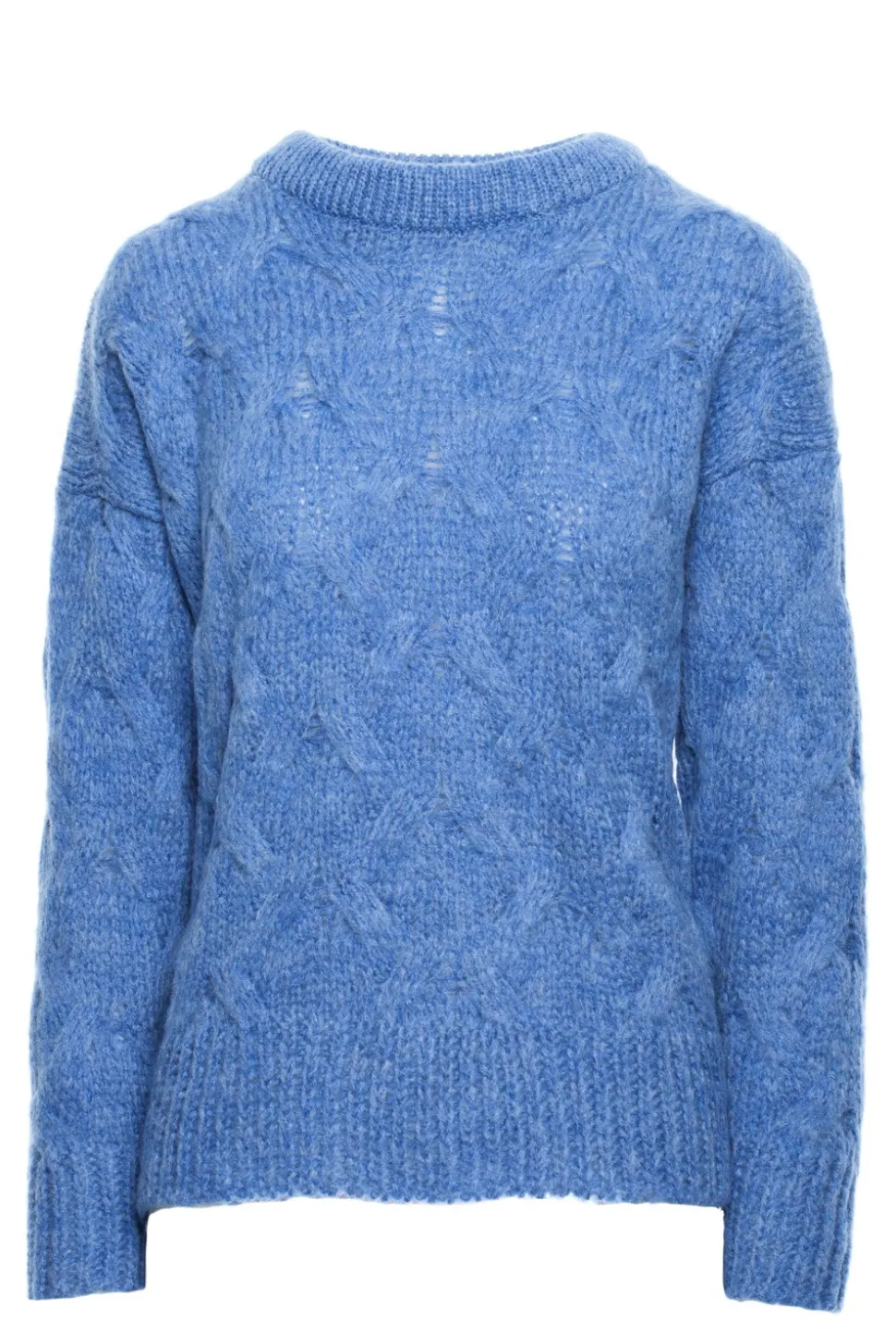 Sweter ze splotem typu warkocz - niebieski