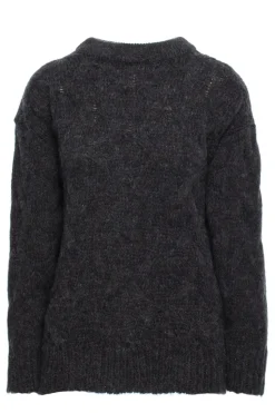 Sweter ze splotem typu warkocz - antracytowy