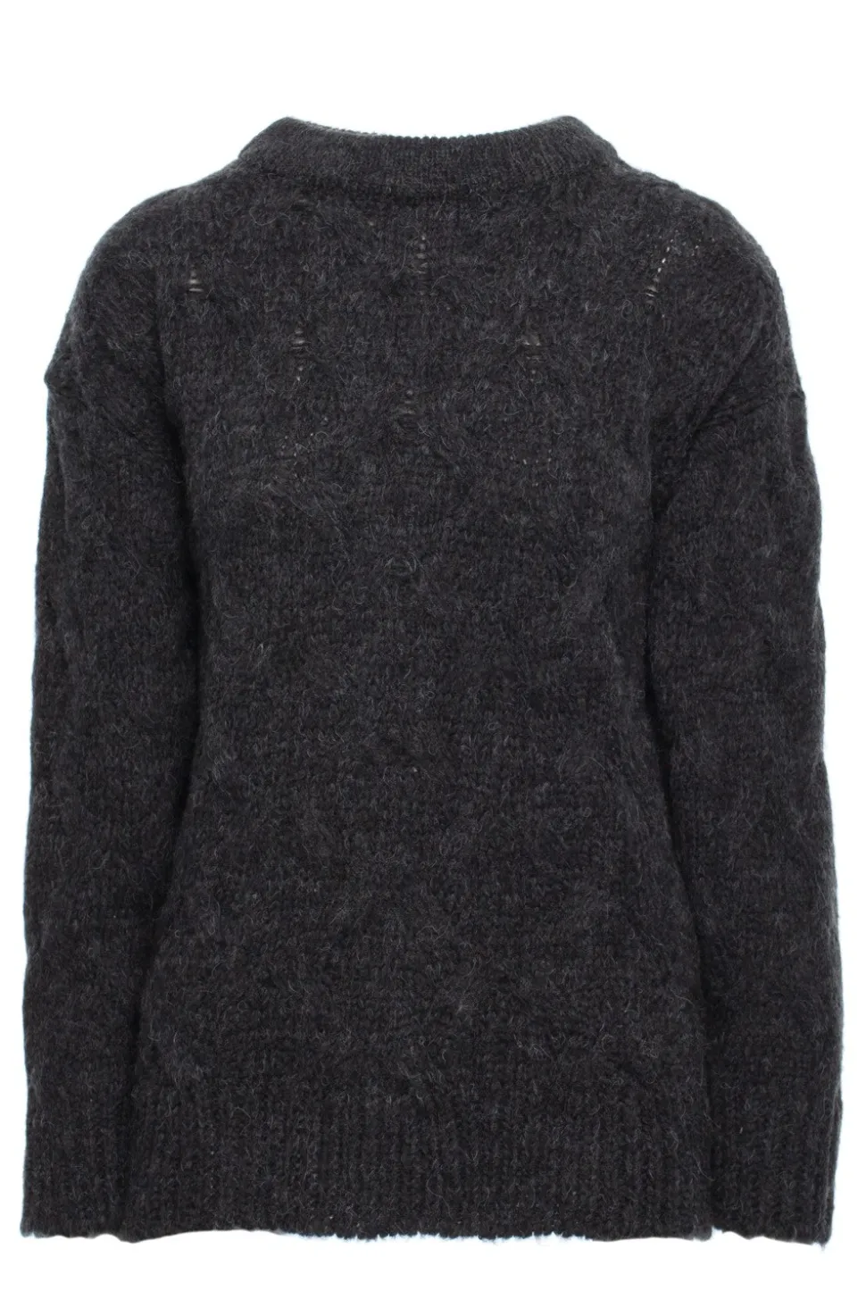 Sweter ze splotem typu warkocz - antracytowy