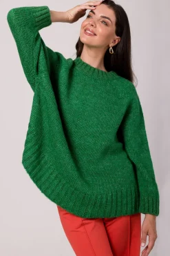 Sweter z nietoperzowymi rękawami - szmaragdowy