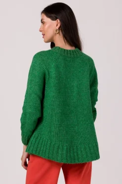 Sweter z nietoperzowymi rękawami - szmaragdowy